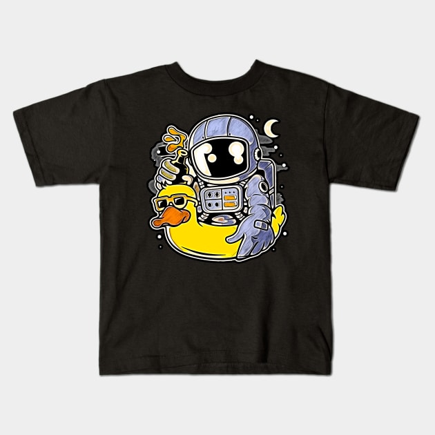 Astronaut Duck Balloon • Funny And Cool Sci-Fi Cartoon Drawing Design Great For Anyone That Loves Astronomy Art Kids T-Shirt by TeesHood